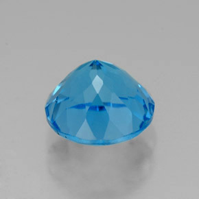 Topacio azul natural de 2,73 ct, corte redondo, VVS