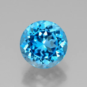 Topacio azul natural de 2,49 ct, corte redondo, VVS