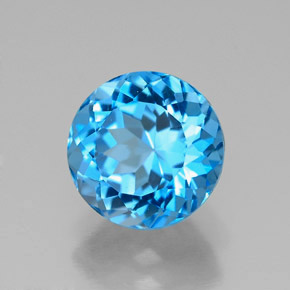 Topacio azul natural de 2,49 ct, corte redondo, VVS