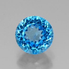 Topacio azul natural de 2,66 ct, corte redondo, VVS-VS