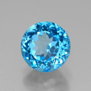 Topacio azul natural de 2,66 ct, corte redondo, VVS-VS