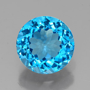 Topacio azul natural de 2,36 ct, corte redondo, VVS