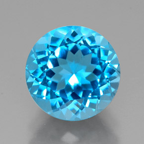 Topacio azul natural de 2,45 ct, corte redondo, VVS