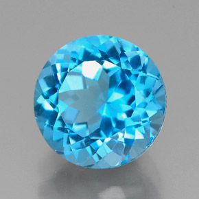 Topacio azul natural de 2,45 ct, corte redondo, VVS