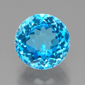 Topacio azul natural de 2,48 ct, corte redondo, VVS