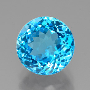 Topacio azul natural de 2,48 ct, corte redondo, VVS