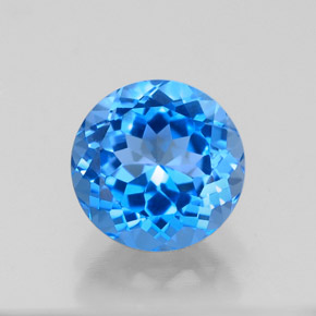 Topacio azul natural de 2,44 ct, corte redondo, VVS
