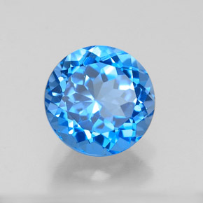 Topacio azul natural de 2,44 ct, corte redondo, VVS