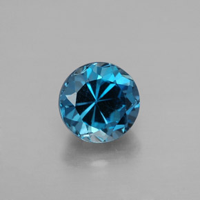 Topacio azul natural de 2,00 ct, corte redondo, VVS