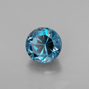 Topacio azul natural de 2,00 ct, corte redondo, VVS