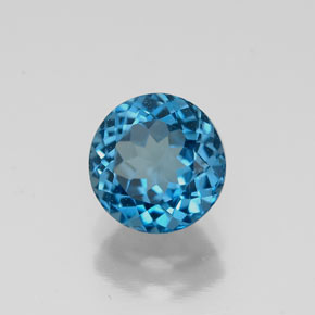 Topacio azul natural de 1,70 ct, corte redondo, VS