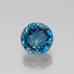 Topacio azul natural de 1,89 ct, corte redondo, VVS