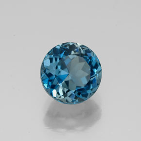 Topacio azul natural de 1,89 ct, corte redondo, VVS