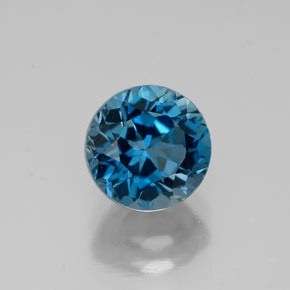 Topacio azul natural de 1,93 ct, corte redondo, VVS