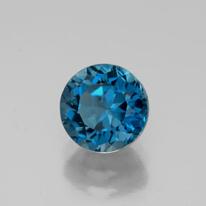 Topacio azul natural de 1,93 ct, corte redondo, VVS
