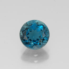 Topacio azul natural de 1,64 ct, corte redondo, VVS