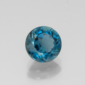Topacio azul natural de 1,64 ct, corte redondo, VVS
