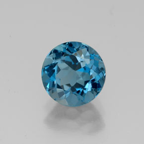 Topacio azul natural de 1,73 ct, corte redondo, VVS