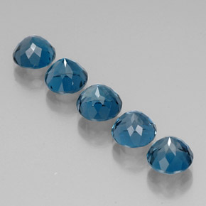 Gemas de topacio azul natural de  ct, corte redondo, VVS-VS