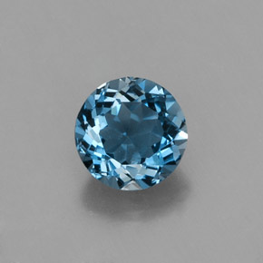 Topacio azul natural de 1,12 ct, corte redondo, VVS-VS