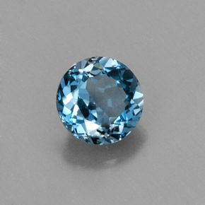 Topacio azul natural de 1,12 ct, corte redondo, VVS-VS