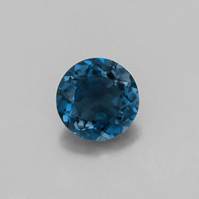 Topacio azul natural de 0,93 ct, corte redondo, VVS-VS