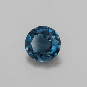 Topacio azul natural de 0,93 ct, corte redondo, VVS-VS
