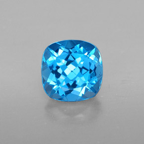 Topacio azul natural de 1,92 ct, corte cojín, VS