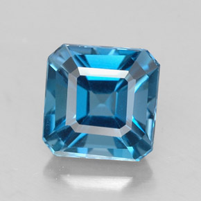 Topacio azul natural de 1,93 ct, corte esmeralda, VVS