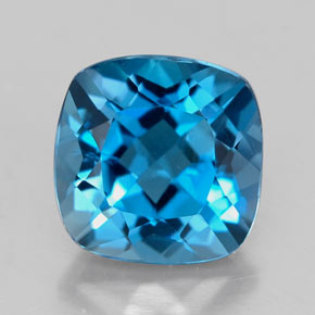 Topacio azul natural de 2,63 ct, corte cojín, VVS-VS