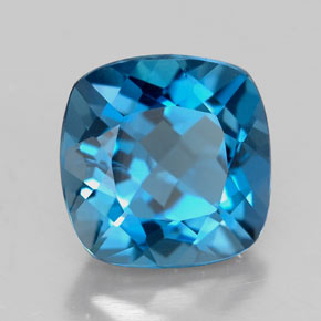 Topacio azul natural de 2,63 ct, corte cojín, VVS-VS