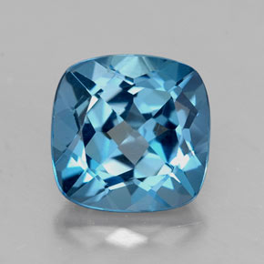 Topacio azul natural de 2,71 ct, corte cojín, VVS