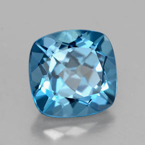 Topacio azul natural de 2,71 ct, corte cojín, VVS