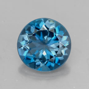 Topacio azul natural de 2,84 ct, corte redondo, VVS-VS
