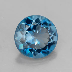 Topacio azul natural de 2,84 ct, corte redondo, VVS-VS