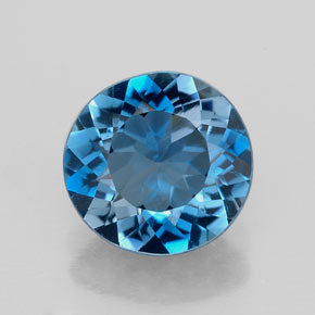 Topacio azul natural de 2,56 ct, corte redondo, VVS