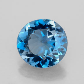Topacio azul natural de 2,56 ct, corte redondo, VVS