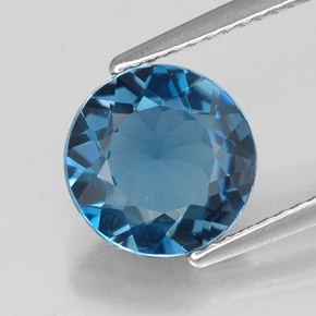 Topacio azul natural de 2,79 ct, corte redondo, VVS