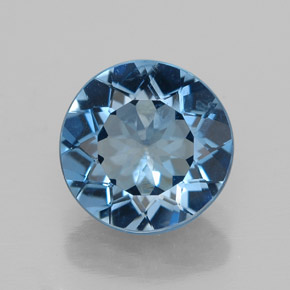Topacio azul natural de 2,83 ct, corte redondo, VS