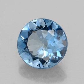 Topacio azul natural de 2,83 ct, corte redondo, VS