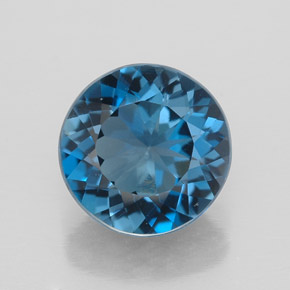 Topacio azul natural de 2,87 ct, corte redondo, VVS