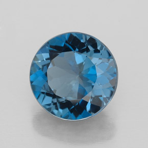 Topacio azul natural de 2,87 ct, corte redondo, VVS