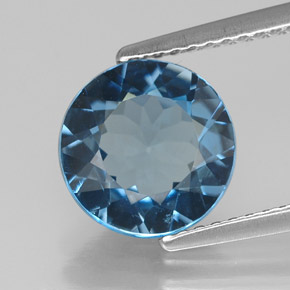 Topacio azul natural de 2,80 ct, corte redondo, VS