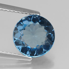 Topacio azul natural de 2,80 ct, corte redondo, VS