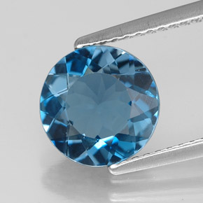 Topacio azul natural de 2,54 ct, corte redondo, VVS