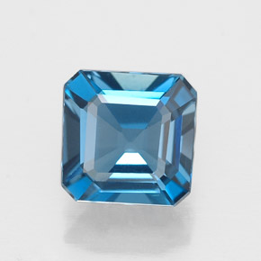 Topacio azul natural de 1,78 ct, corte esmeralda, VVS