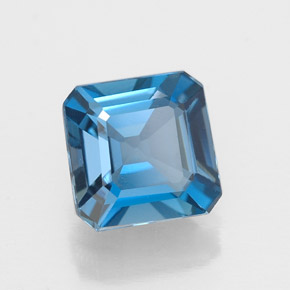 Topacio azul natural de 1,78 ct, corte esmeralda, VVS
