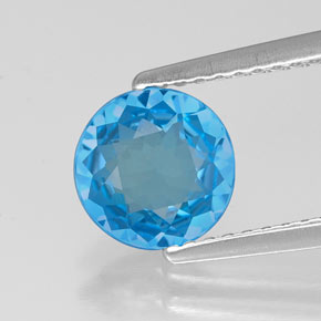 Topacio azul natural de 1,21 ct, corte redondo, VVS