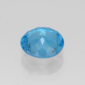 Topacio azul natural de 1,21 ct, corte redondo, VVS