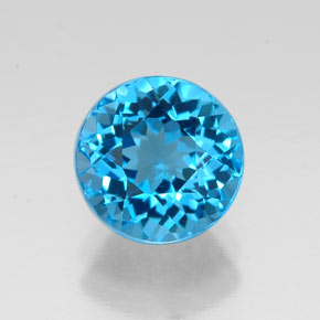 Topacio azul natural de 2,38 ct, corte redondo, VVS